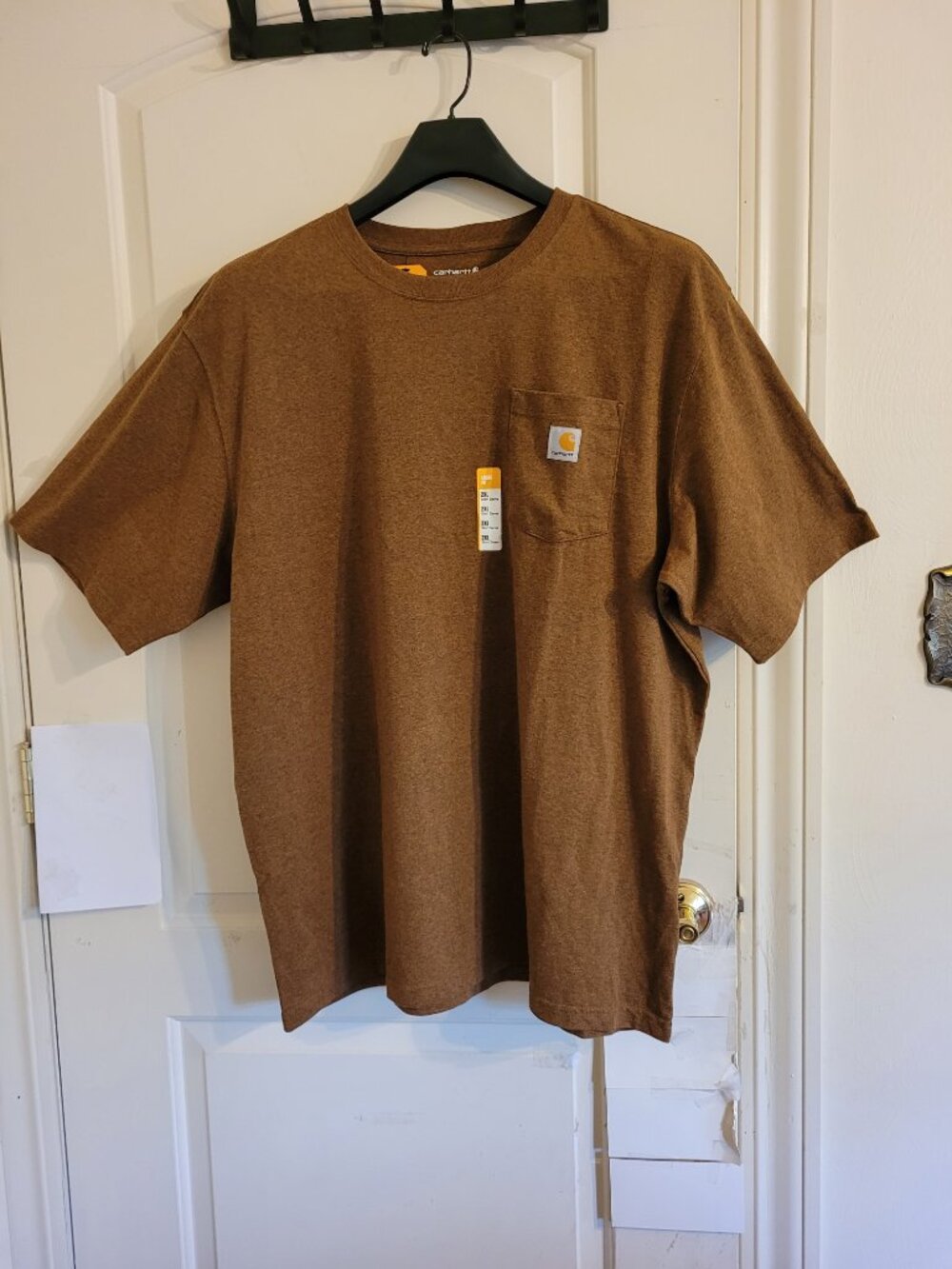 NWT Carhartt Men's Loose Fit Cotton Pocket Logo Crew Neck T-Shirt Brown XXL